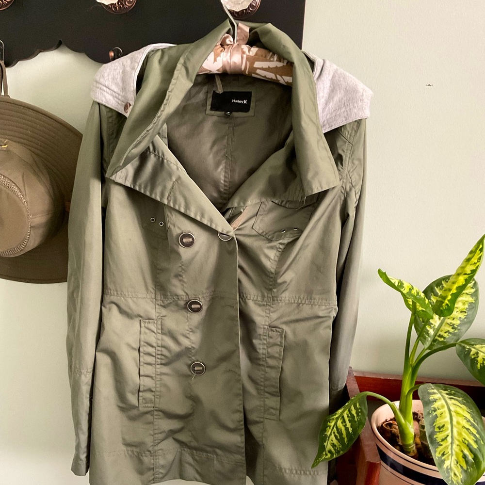 Hurley khaki rain jacket
